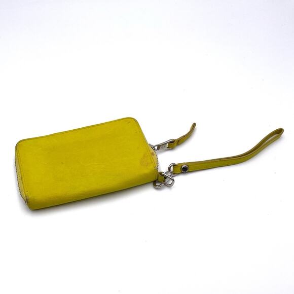 LONGCHAMP zip around wallet wristlet yellow leather - Picture 3 of 12